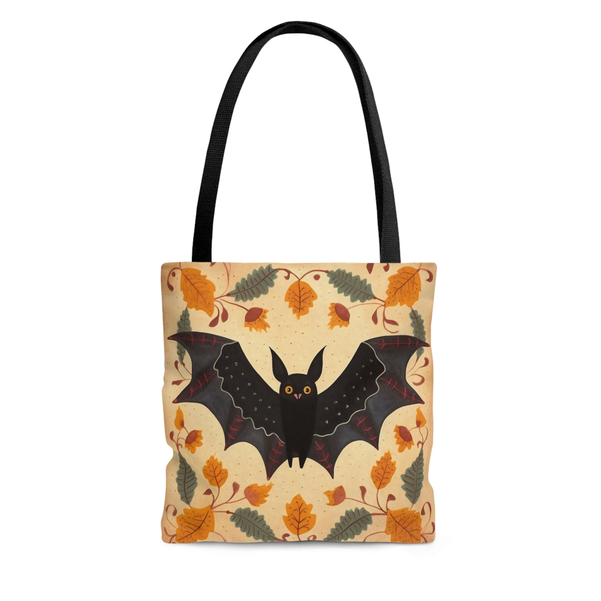 Folk Art Halloween Bat Tote Bag - Cute Cottagecore Totebag Makes the Perfect Gift
