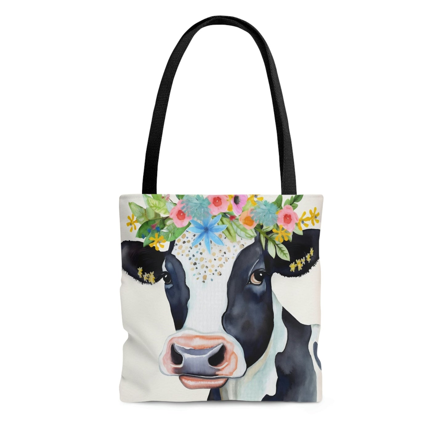 Folk Art Holstein Cow Tote Bag - Cute Cottagecore Totebag Makes the Perfect Gift