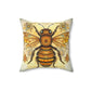 Folk Art Honey Bee Portrait Design Square Pillow - Cottagecore Country Farm Style Gift for Yourself or Loved Ones