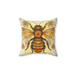 Folk Art Honey Bee Portrait Design Square Pillow - Cottagecore Country Farm Style Gift for Yourself or Loved Ones
