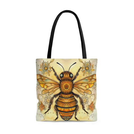 Folk Art Honey Bee Tote Bag - Cute Cottagecore Totebag Makes the Perfect Gift