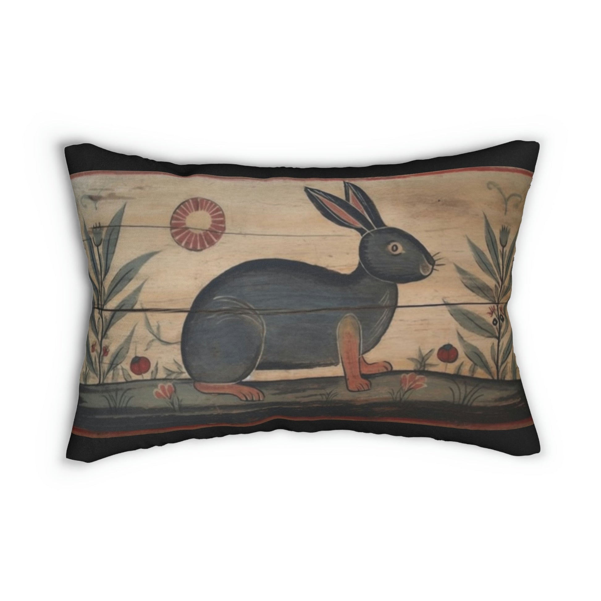 Folk Art Rabbit Lumbar Pillow - Perfect Gift for Farmers and People Who LOve Farm Animals