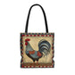 Folk Art Rooster Tote Bag - Cute Cottagecore Totebag Makes the Perfect Gift