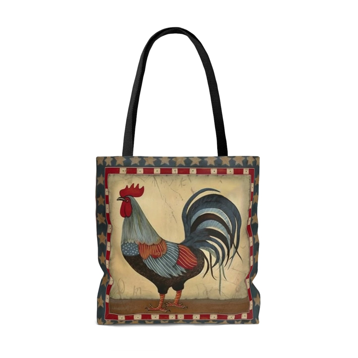 Folk Art Rooster Tote Bag - Cute Cottagecore Totebag Makes the Perfect Gift