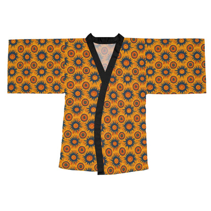 Folk Art Sun Pattern Long Sleeve Kimono Robe