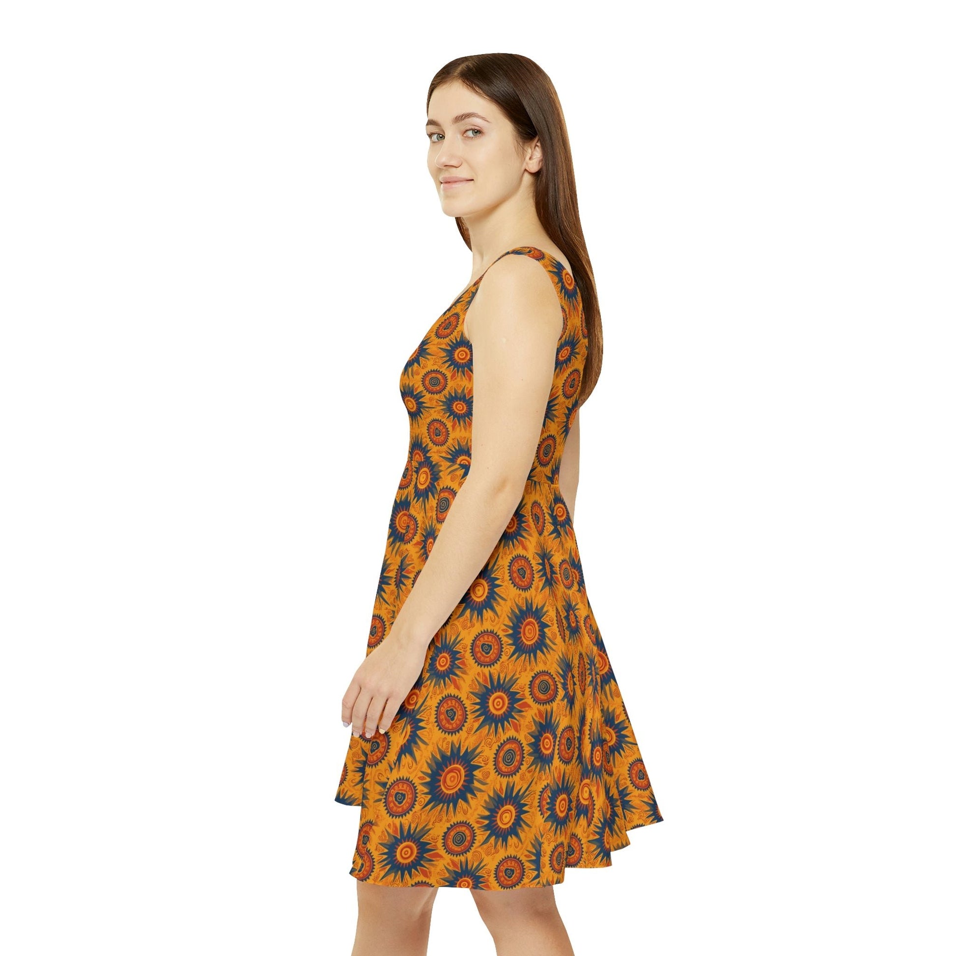 Folk Art Sun Pattern Women's Skater Dress