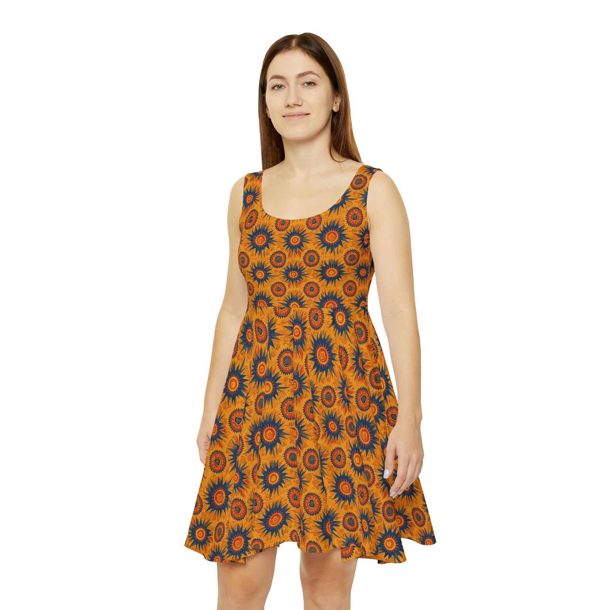 Folk Art Sun Pattern Women's Skater Dress