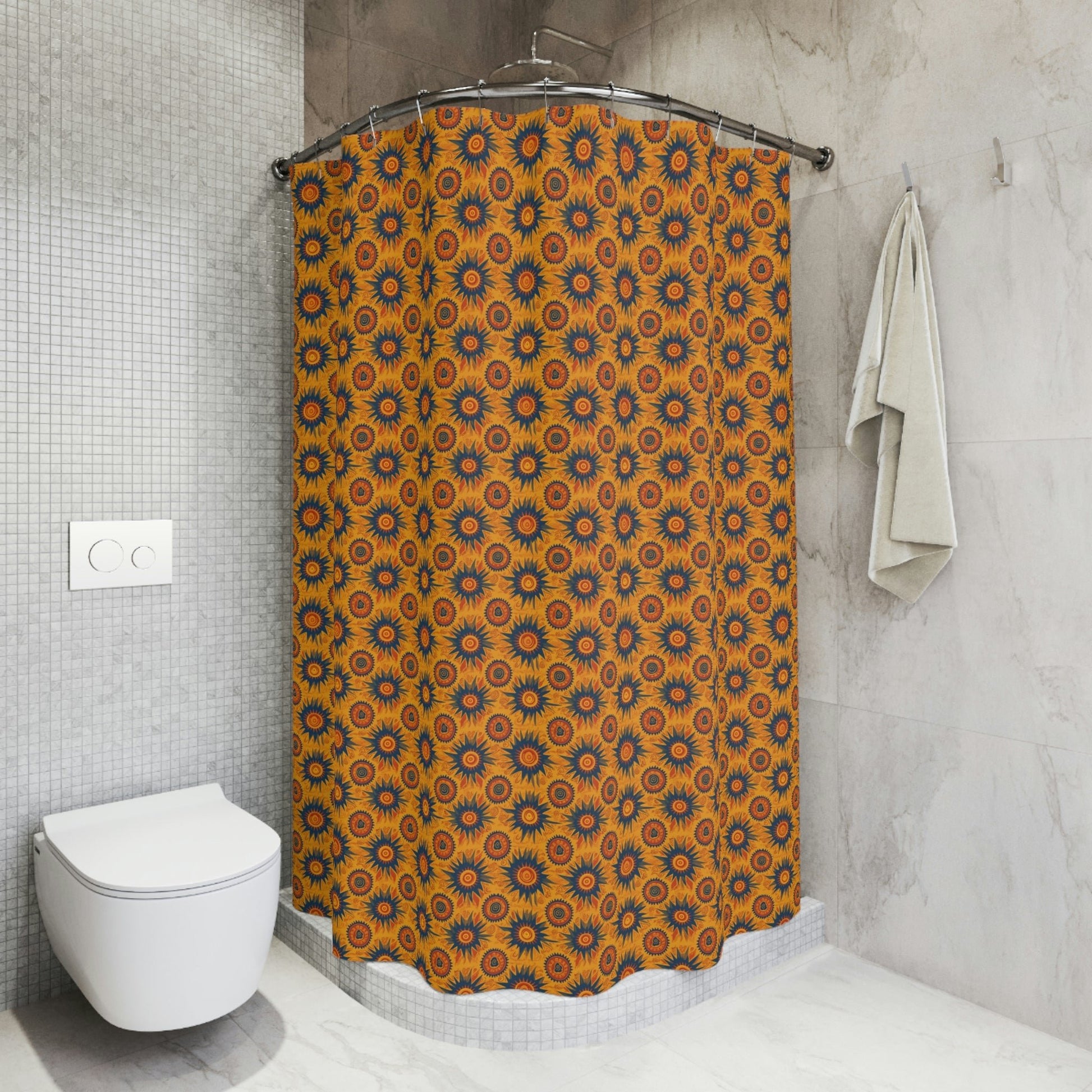 Folk Art Sun Polyester Shower Curtain