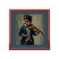 Fox Playing Violin Wood Keepsake Jewelry Box with Ceramic Tile Cover