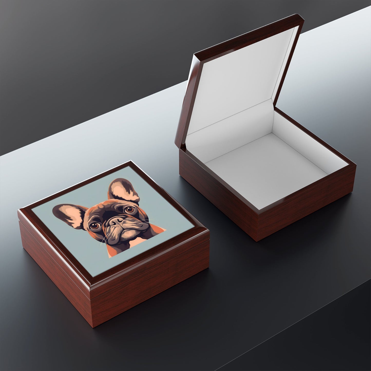 French Bulldog Portrait Jewelry Keepsake Box