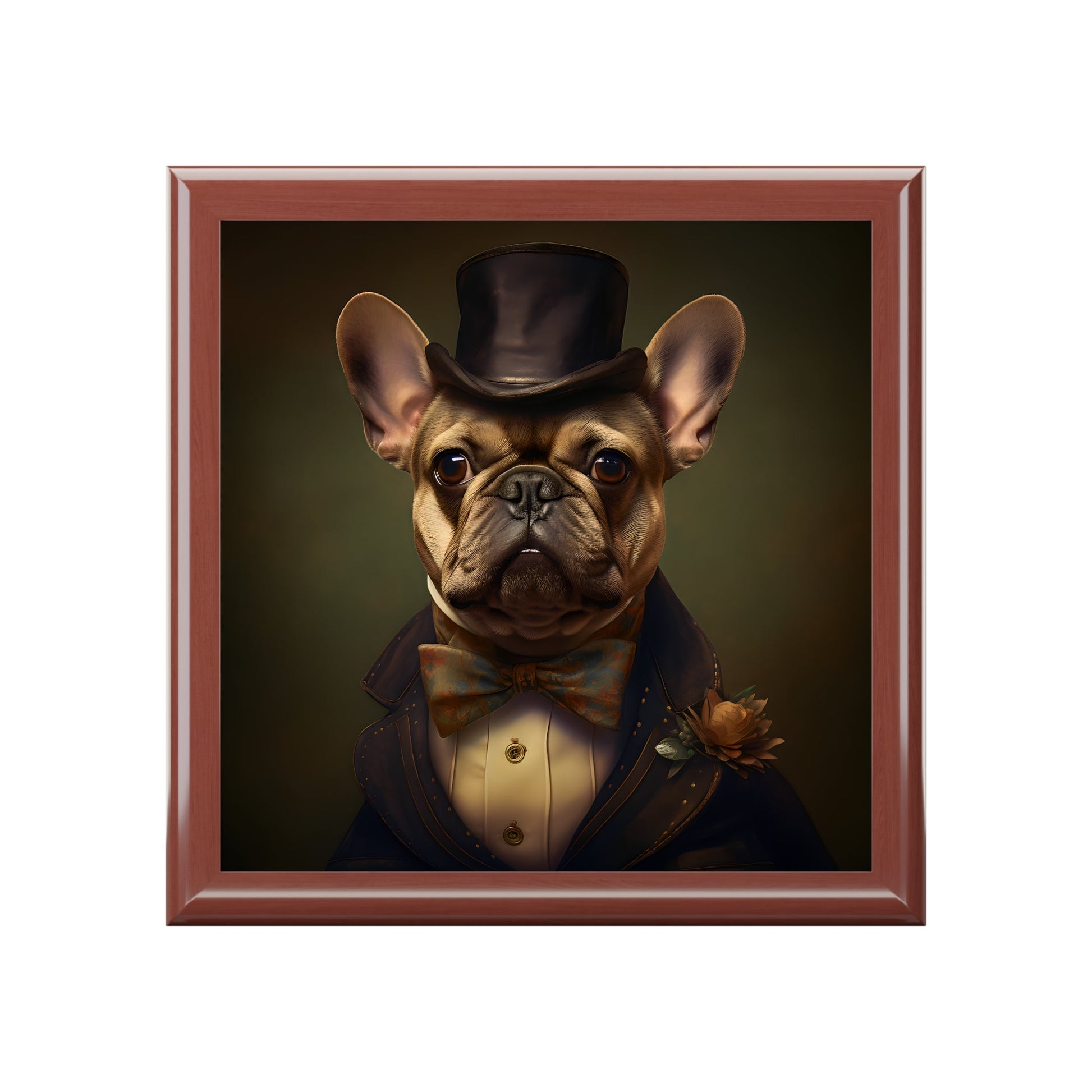 French Bulldog Wearing a Top Hat Art Print Gift and Jewelry Box