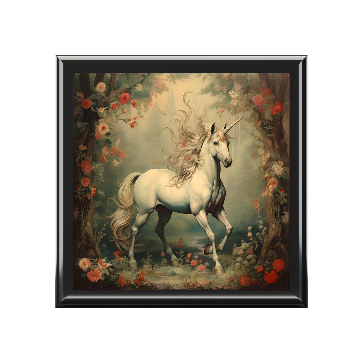 French Folk Art Unicorn Jewelry Box