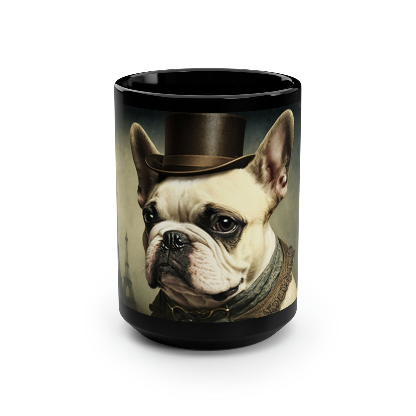 Frenchy in Paris | French Bulldog Portrait | 15 oz Coffee Mug | Perfect Gift for the Frenchie Lover