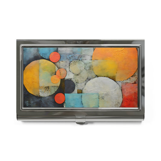 Geometric Abstract Oil Painting Art Business Card Holder