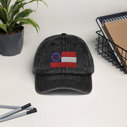 Georgia Flag Vintage Cotton Twill Cap