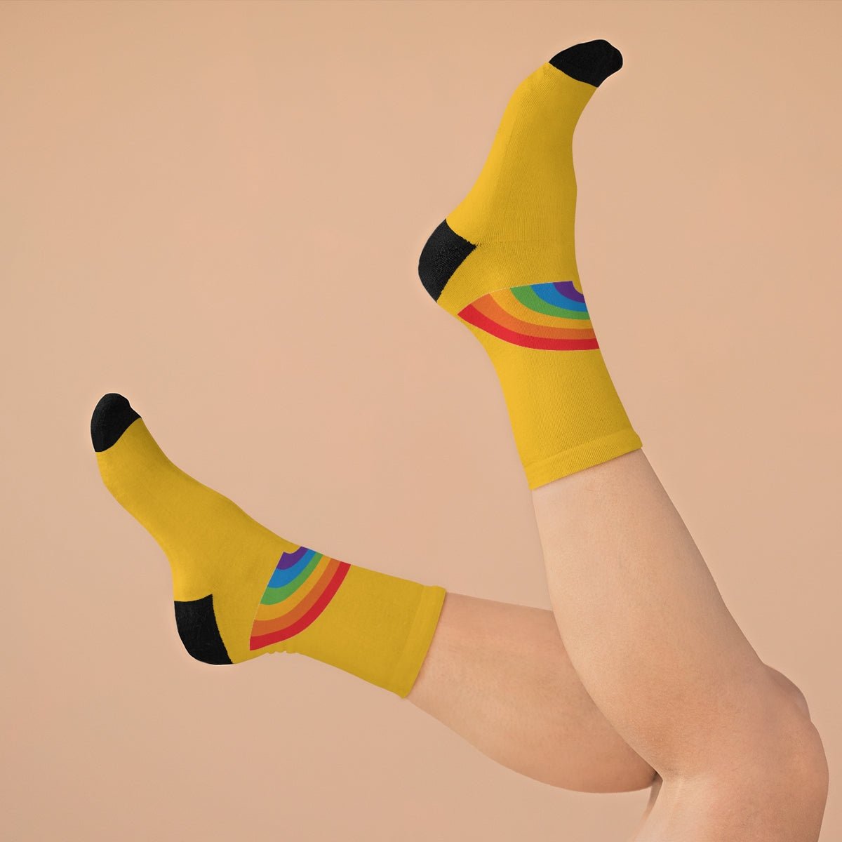 Gold Rainbow Socks Yellow Nice Sweet Groovy Fun