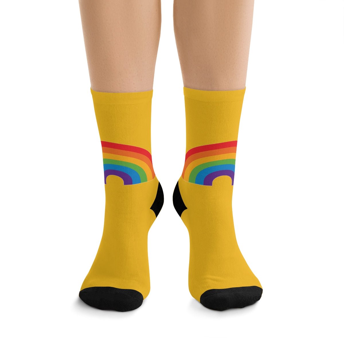 Gold Rainbow Socks Yellow Nice Sweet Groovy Fun