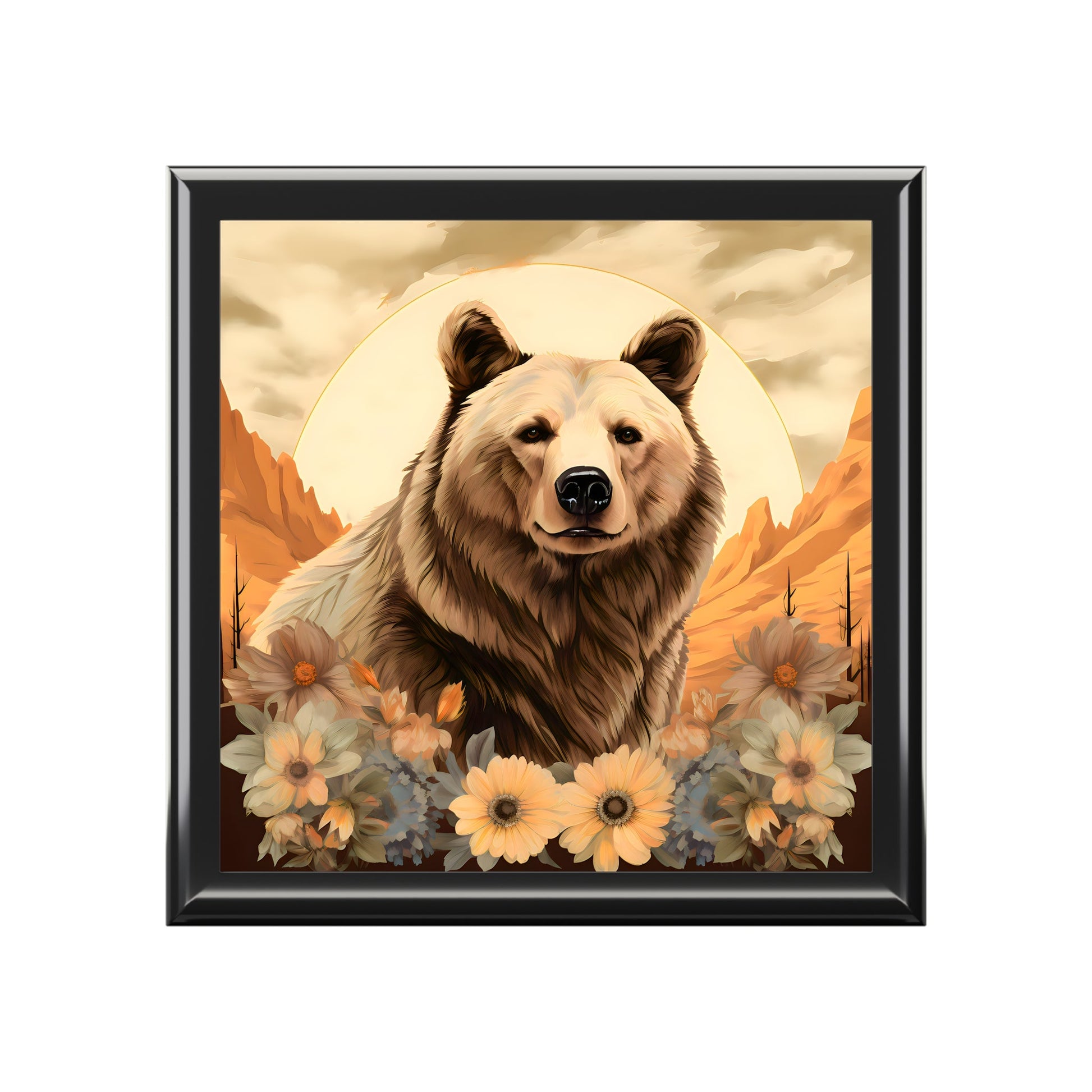 Golden Grizzley Bear Jewelry Keepsake Trinkets Box