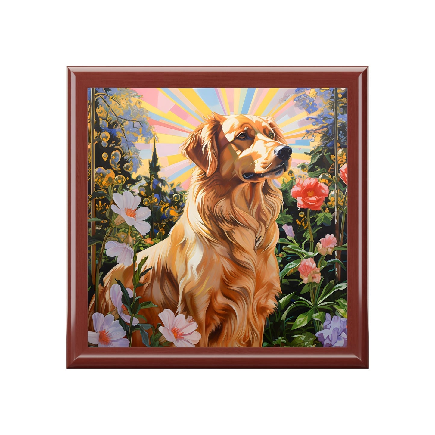 Golden Shepard Portrait Jewelry Keepsake Trinkets Box