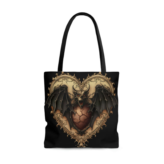 Gothic Bat Heart Tote Bag - Cute Cottagecore Totebag Makes the Perfect Gift