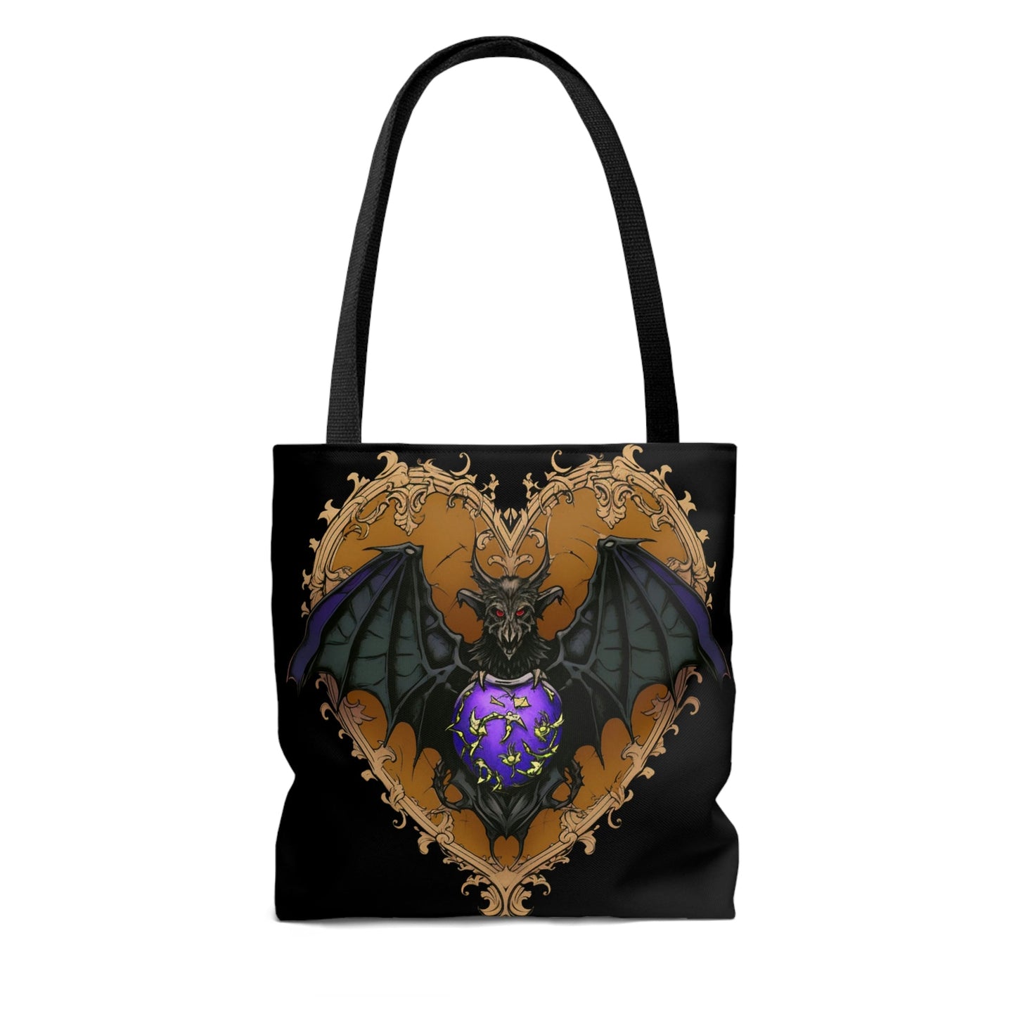 Gothic Bat Purple Heart Tote Bag - Cute Cottagecore Totebag Makes the Perfect Gift