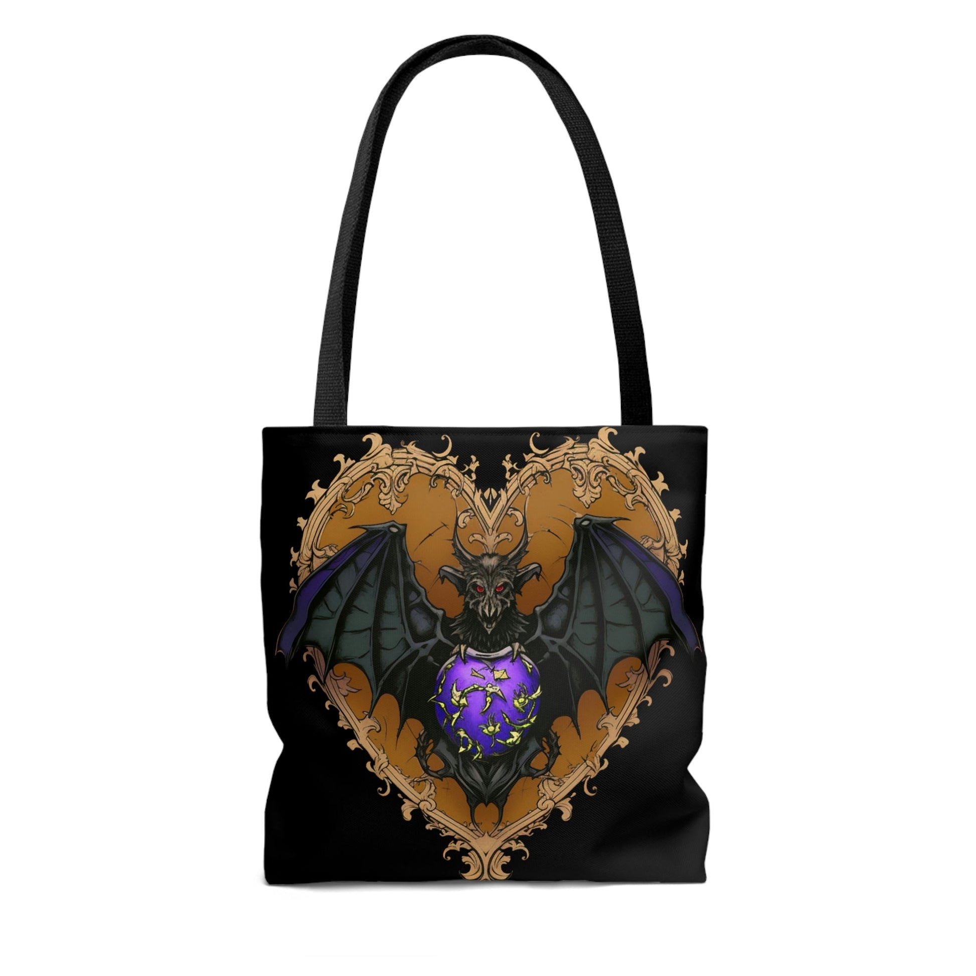 Gothic Bat Purple Heart Tote Bag - Cute Cottagecore Totebag Makes the Perfect Gift