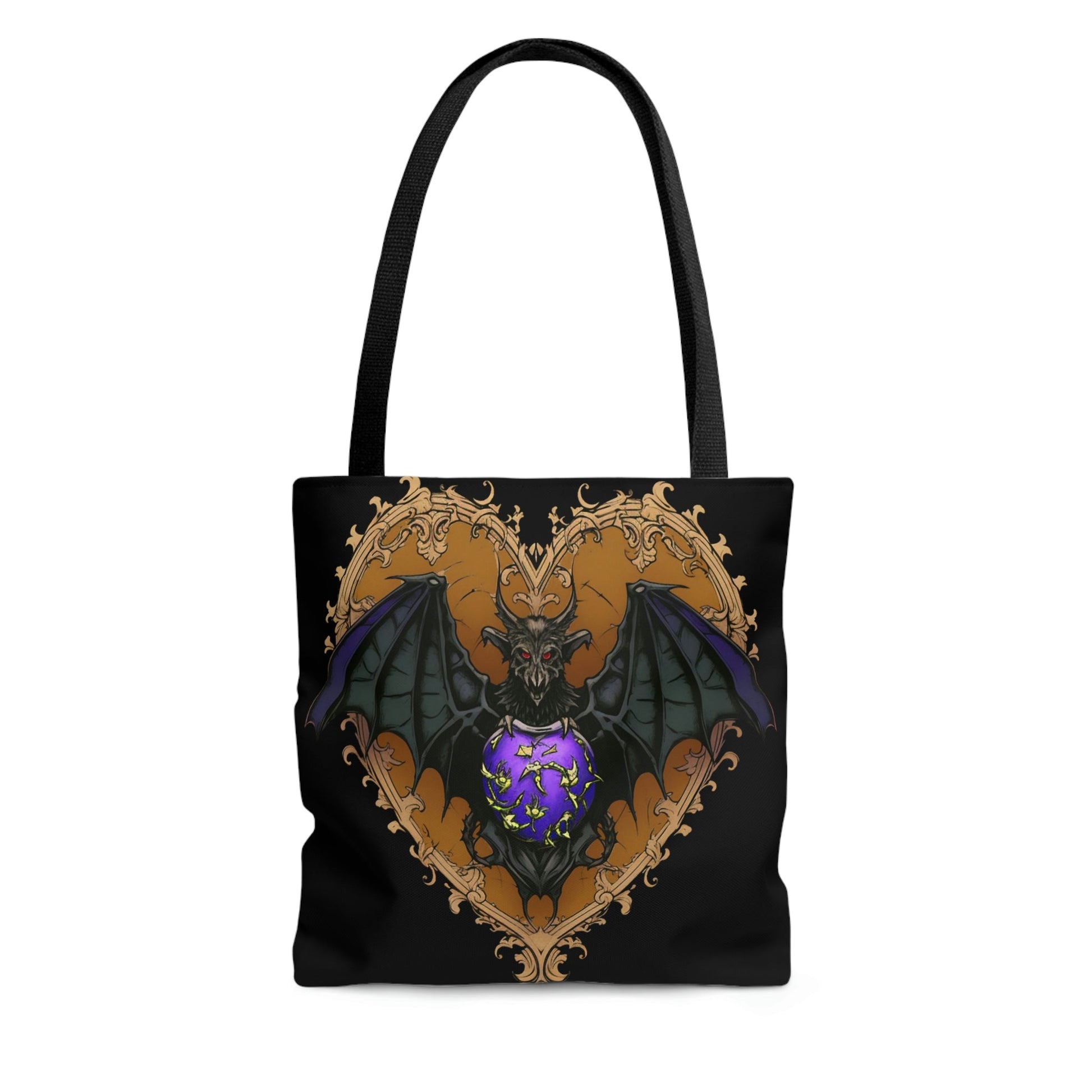 Gothic Bat Purple Heart Tote Bag - Cute Cottagecore Totebag Makes the Perfect Gift