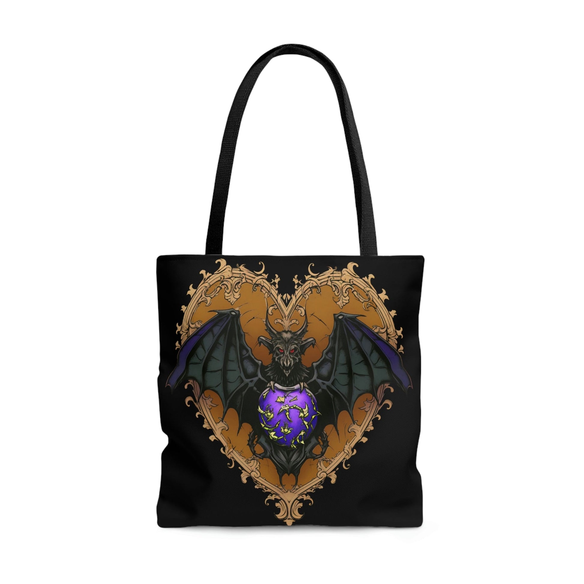 Gothic Bat Purple Heart Tote Bag - Cute Cottagecore Totebag Makes the Perfect Gift