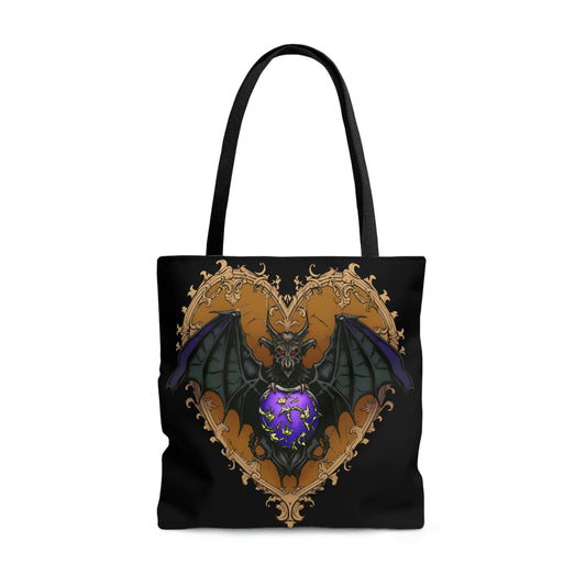 Gothic Bat Purple Heart Tote Bag - Cute Cottagecore Totebag Makes the Perfect Gift