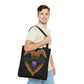 Gothic Bat Purple Heart Tote Bag - Cute Cottagecore Totebag Makes the Perfect Gift