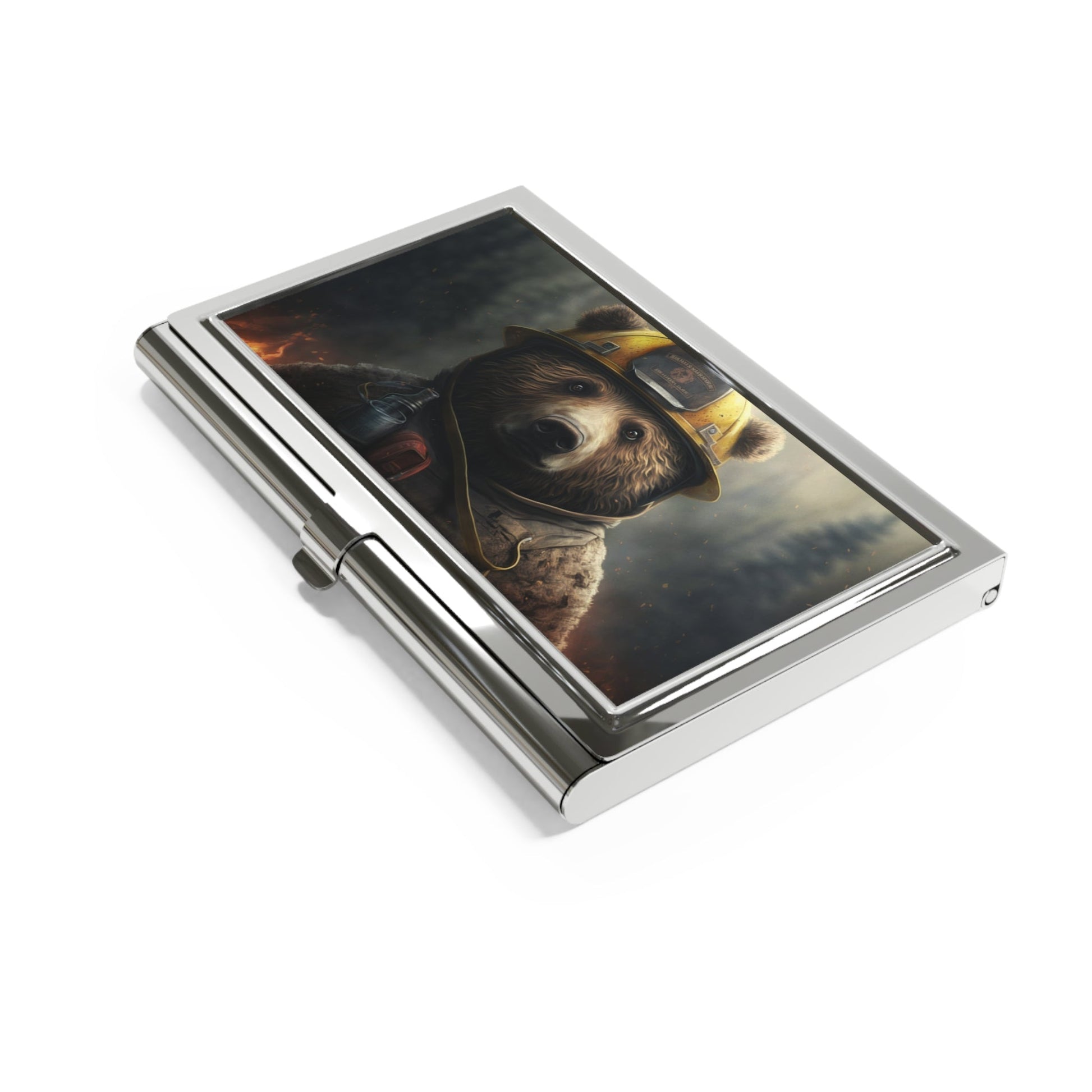 Grizzly Bear Firefighter Art Print Business Card Holder