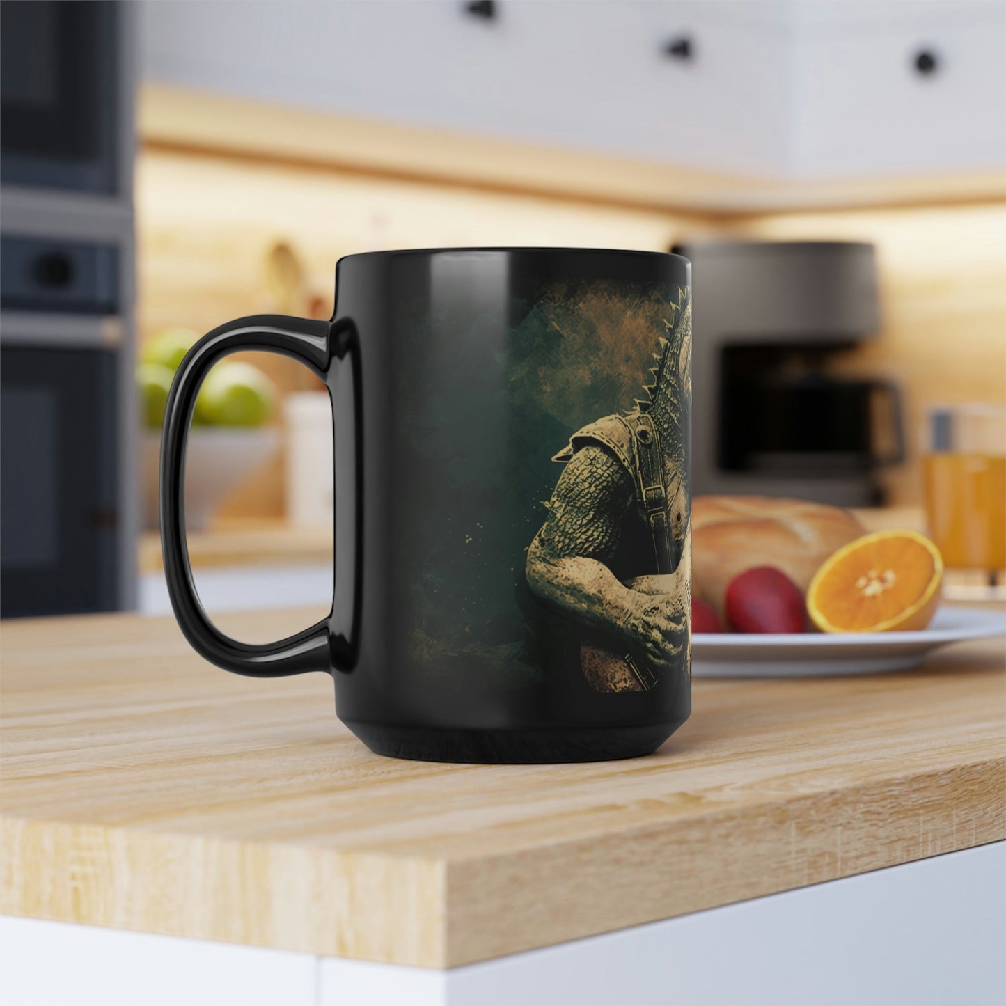 Grunge Dinosaur Playing Guitar - 15 oz Coffee Mug