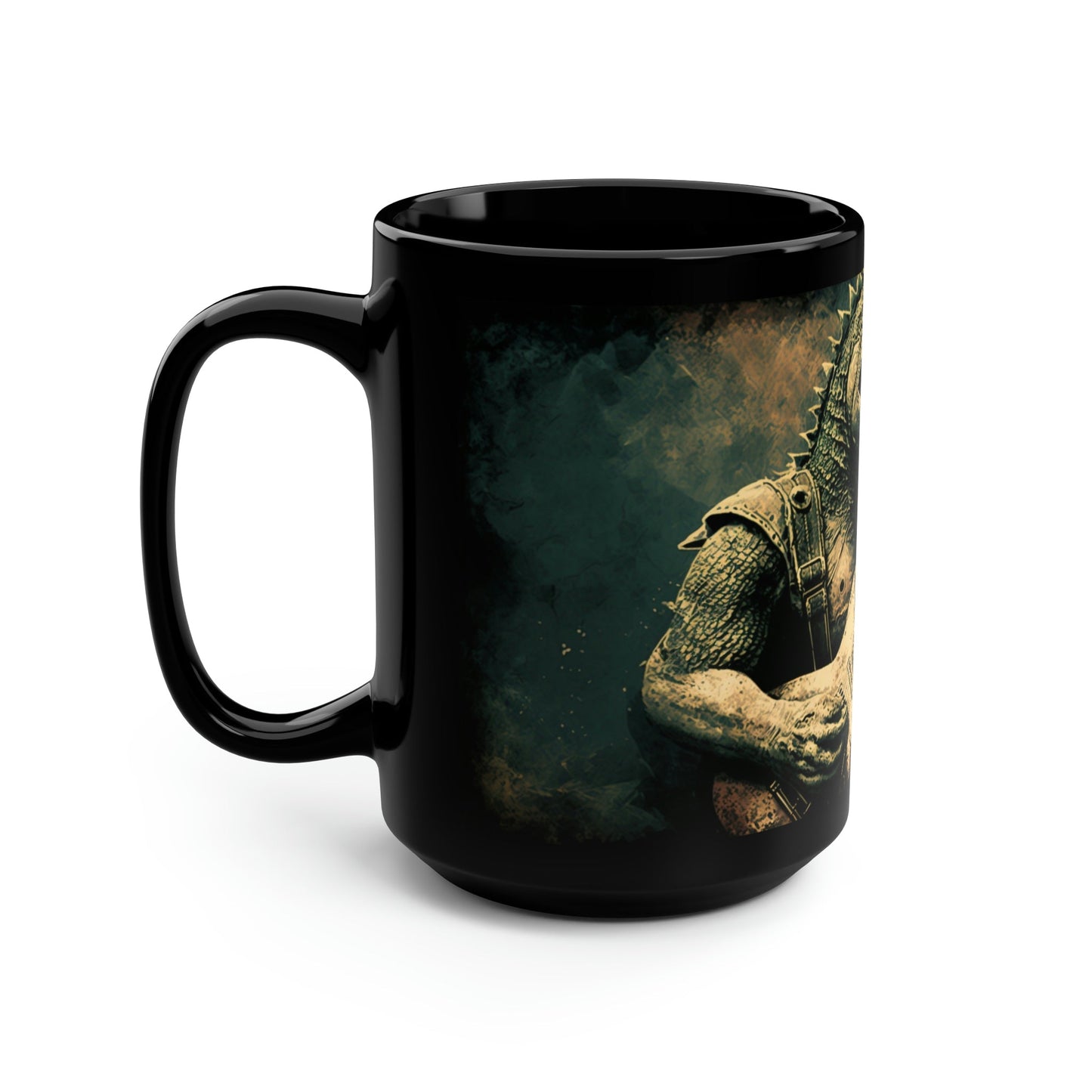 Grunge Dinosaur Playing Guitar - 15 oz Coffee Mug