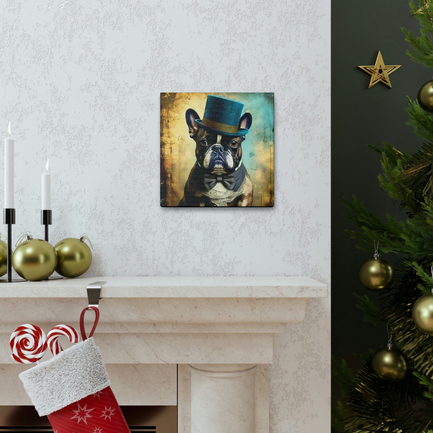 Grunge French Bulldog Gentleman Canvas Gallery Wraps