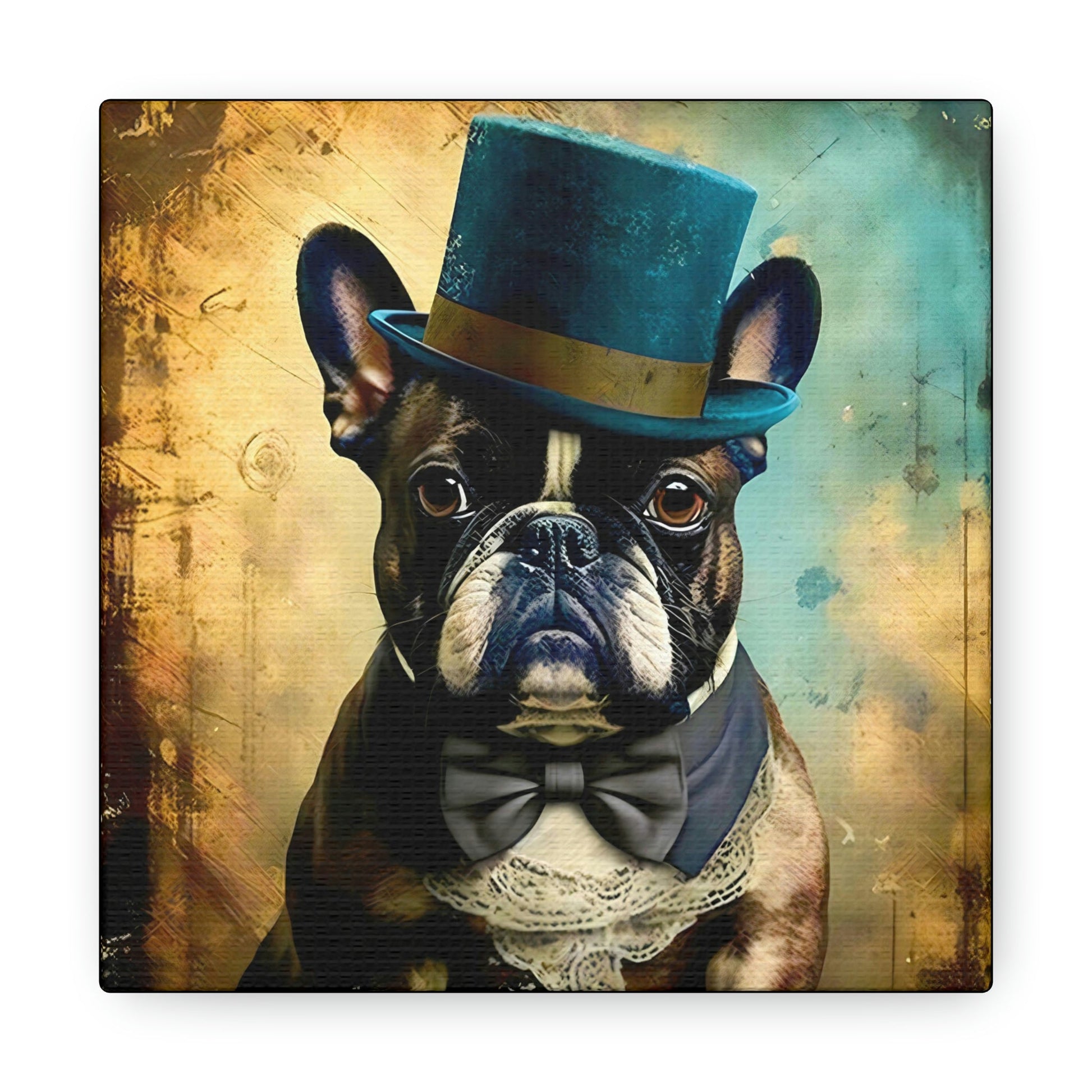 Grunge French Bulldog Gentleman Canvas Gallery Wraps