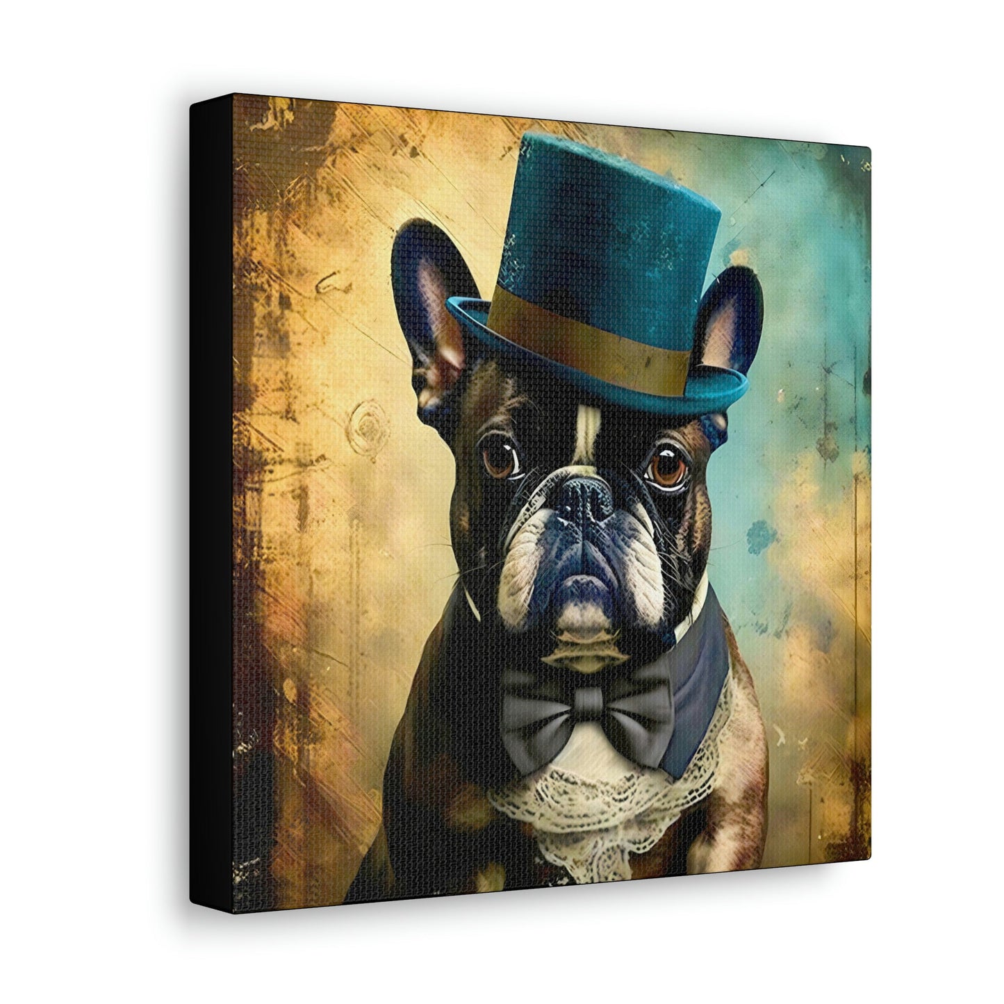 Grunge French Bulldog Gentleman Canvas Gallery Wraps