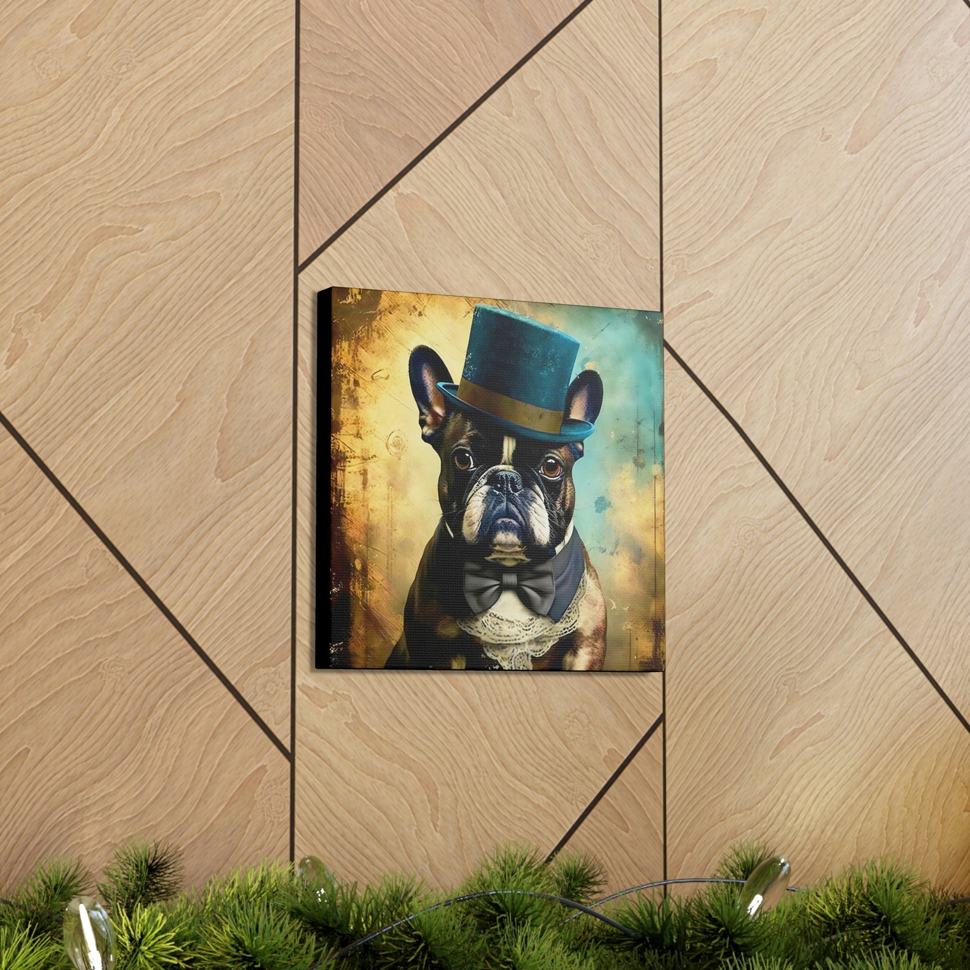 Grunge French Bulldog Gentleman Canvas Gallery Wraps