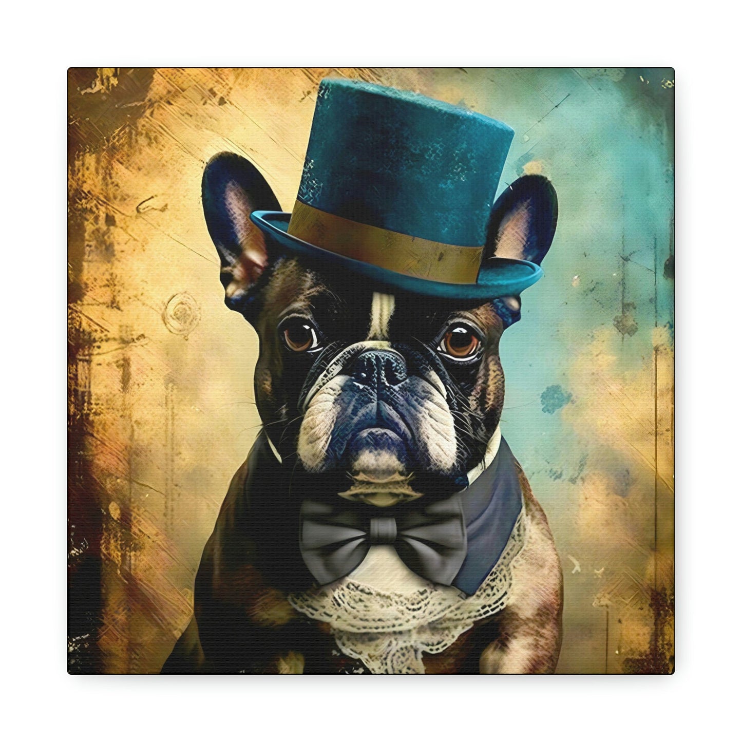 Grunge French Bulldog Gentleman Canvas Gallery Wraps