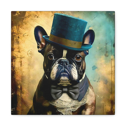 Grunge French Bulldog Gentleman Canvas Gallery Wraps