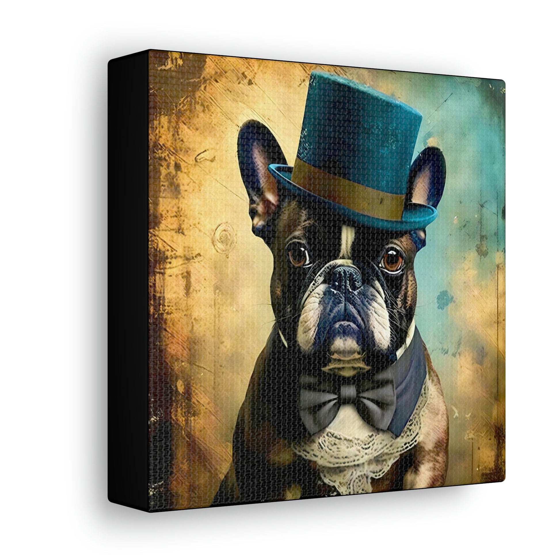 Grunge French Bulldog Gentleman Canvas Gallery Wraps