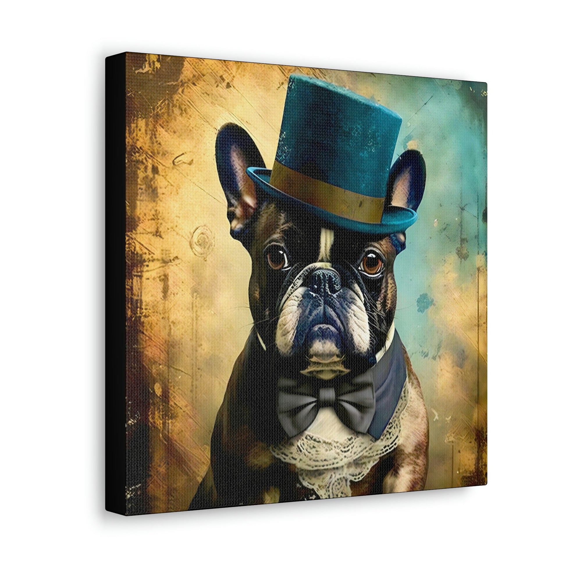 Grunge French Bulldog Gentleman Canvas Gallery Wraps