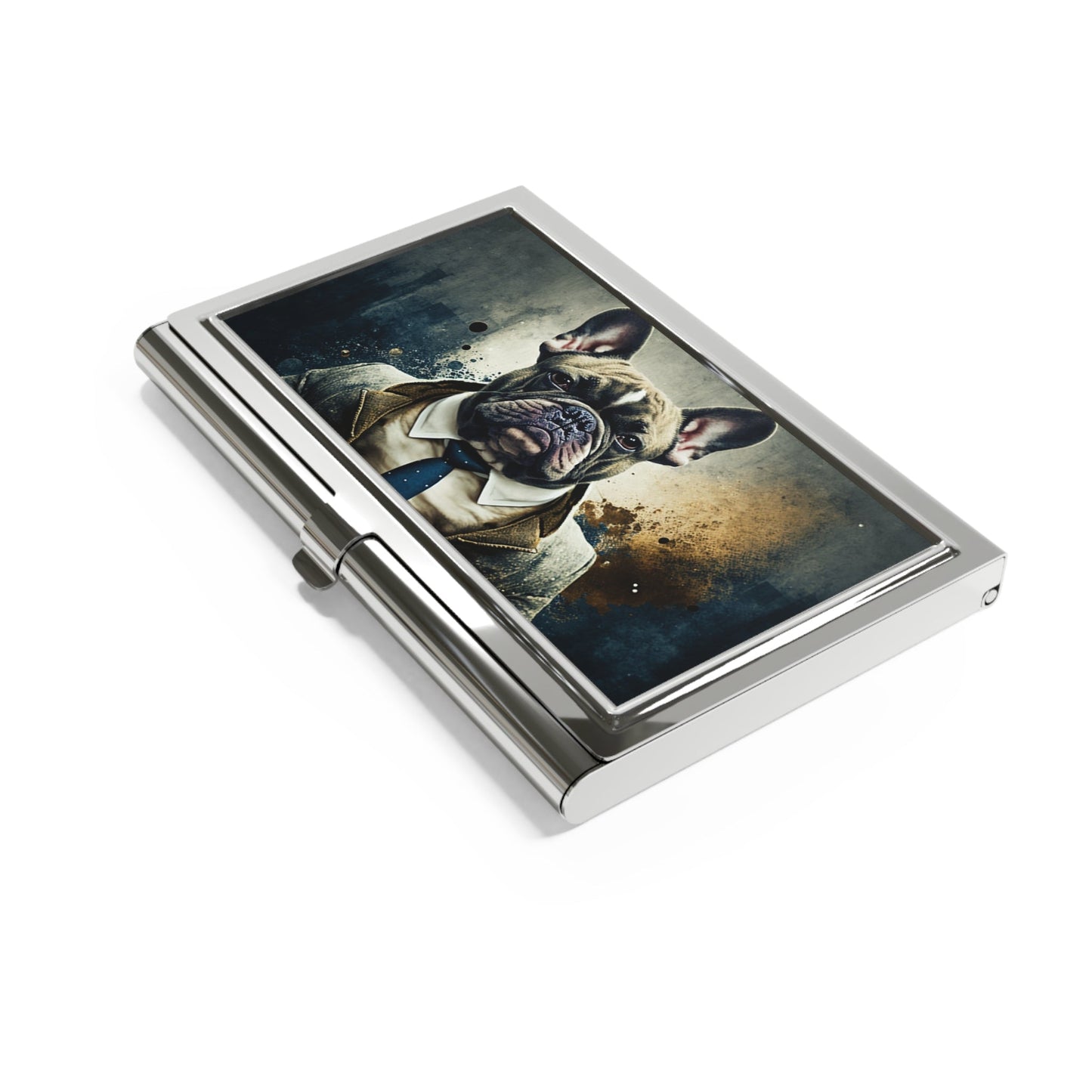 Grunge Vintage Victorian French Bulldog Business Card Holder