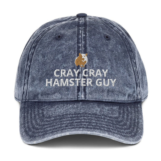 Hamster Vintage Cotton Twill Cap | Cray Cray Hamster Guy | Perfect gift for the Pet Hamster lover! | Multiple Hat Colors Available
