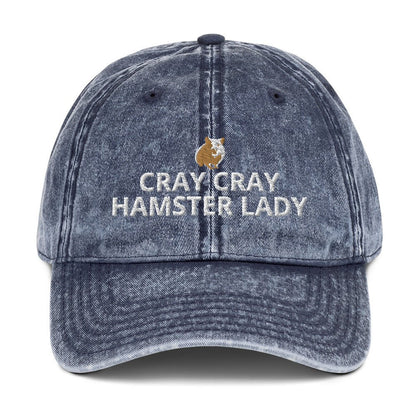 Hamster Vintage Cotton Twill Cap | Cray Cray Hamster Lady | Perfect gift for the Pet Hamster lover! | Multiple Hat Colors Available