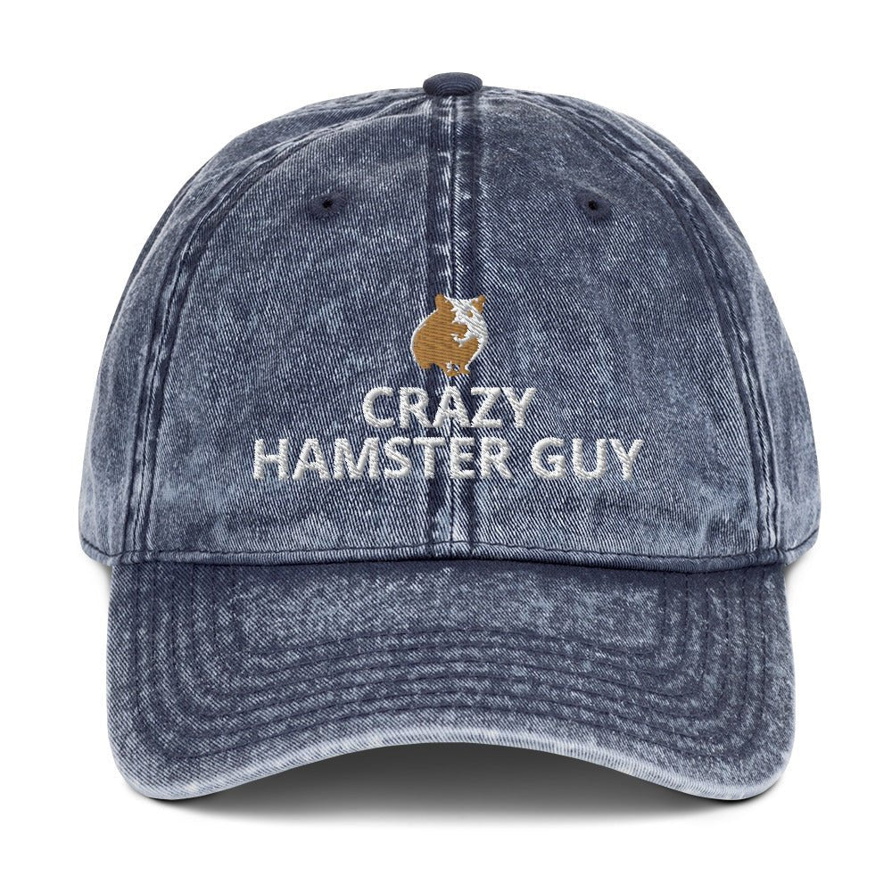 Hamster Vintage Cotton Twill Cap | Crazy Hamster Guy | Perfect gift for the Pet Hamster lover! | Multiple Hat Colors Available