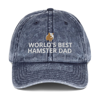 Hamster Vintage Cotton Twill Cap | World's Best Hamster Dad | Perfect gift for the Pet Hamster lover!