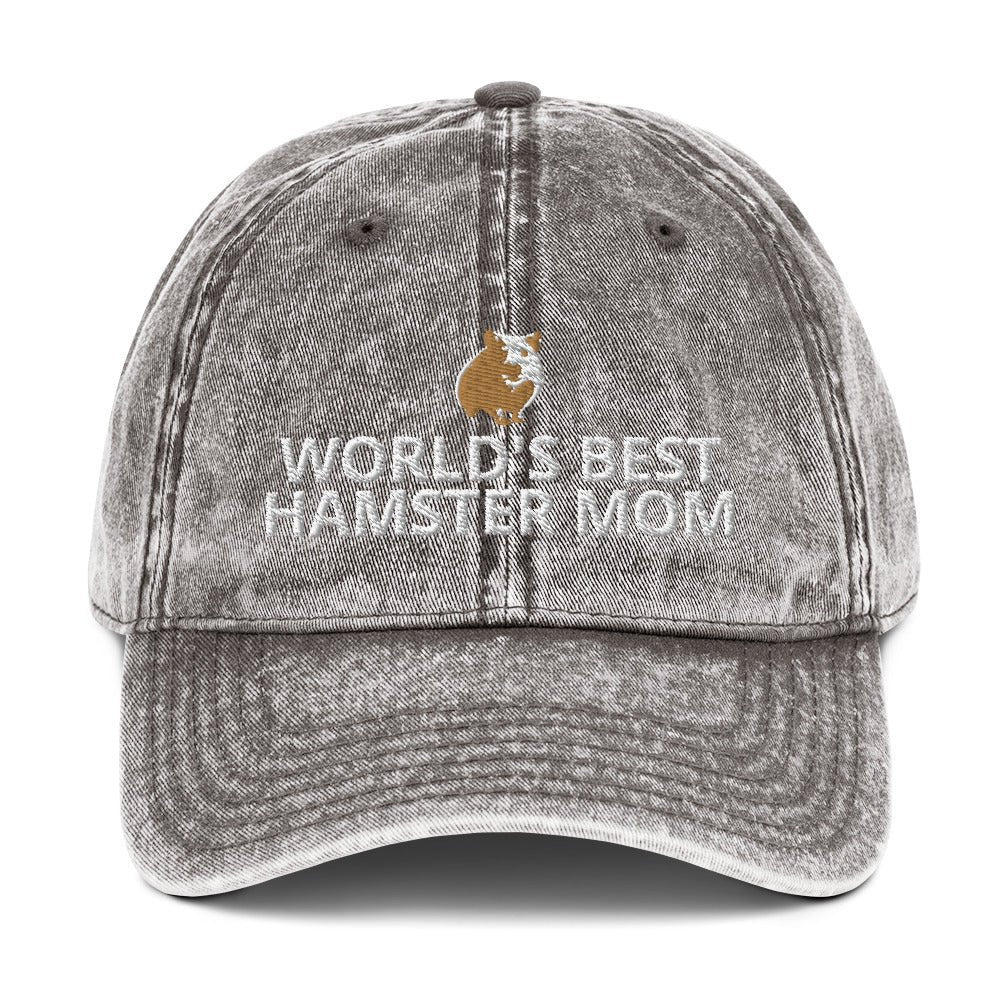Hamster Vintage Cotton Twill Cap | World's Best Hamster Mom | Perfect gift for the Pet Hamster lover!