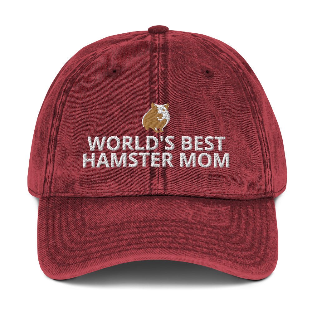 Hamster Vintage Cotton Twill Cap | World's Best Hamster Mom | Perfect gift for the Pet Hamster lover!