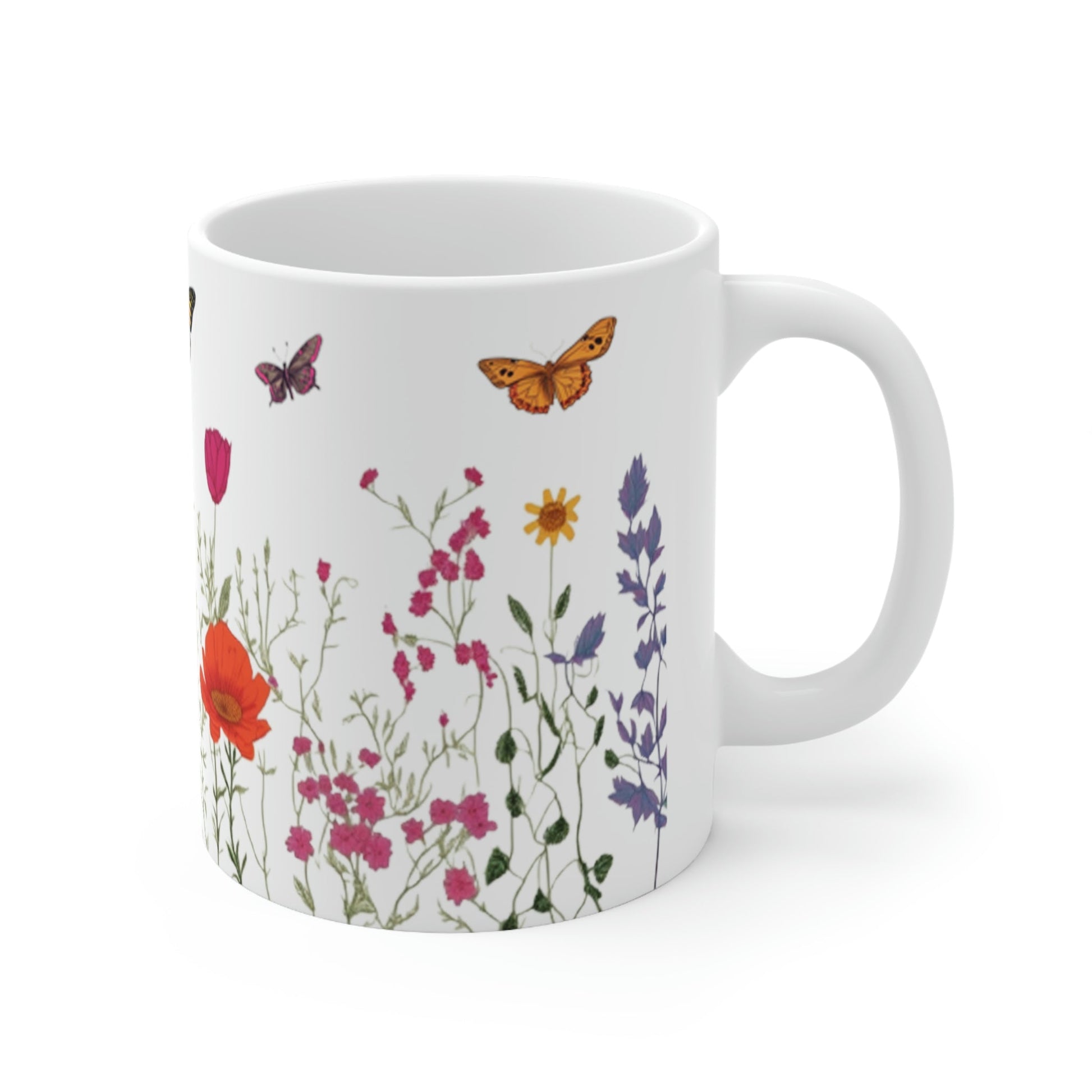 Hand Drawn Pressed Flowers Ceramic Coffee Mug