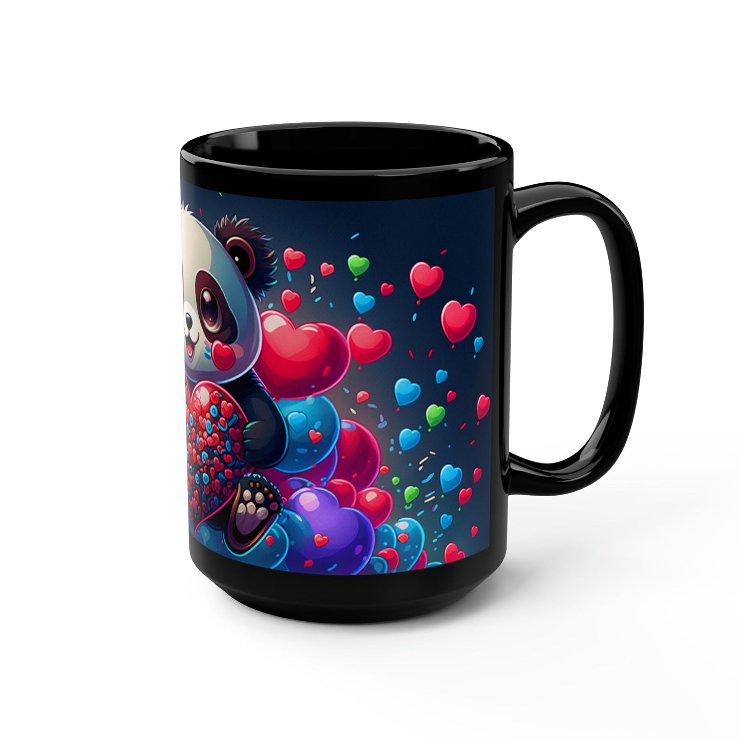 Happy Panda with Hearts - 15 oz Coffee Mug